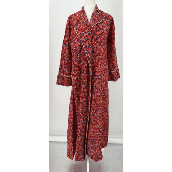 Montenapoleone‎ Women's Red Floral Belted Robe Size 2 Made in Italy 70s? - Picture 1 of 15